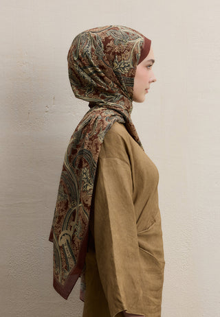 Dark Bohemian Patterned Hijab Terracotta