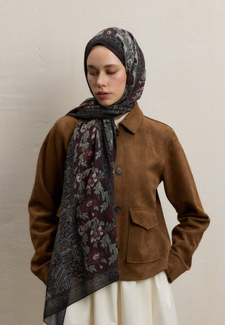 Adella Printed Silk Crepe Hijab Tree Bark