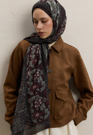 Adella Printed Silk Crepe Hijab Tree Bark