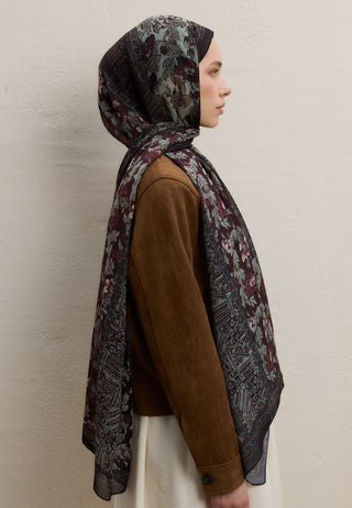 Adella Printed Silk Crepe Hijab Tree Bark