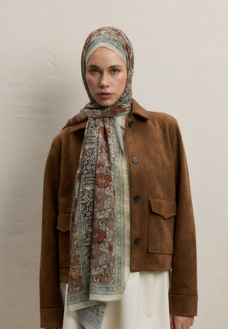 Adella Printed Silk Crepe Hijab Earth