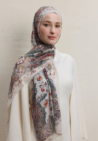 ALIZA DESEN İPEK KREP ŞAL BEJ