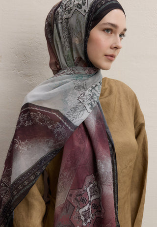 Amelia Printed Silk Crepe Hijab Tree Bark