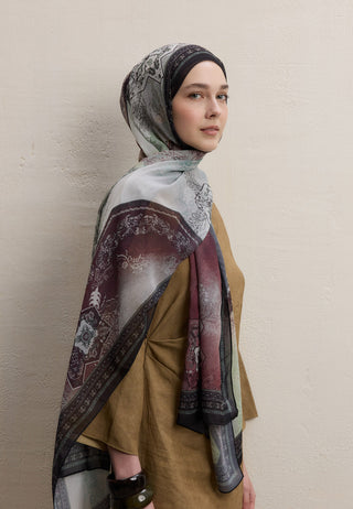 Amelia Printed Silk Crepe Hijab Tree Bark