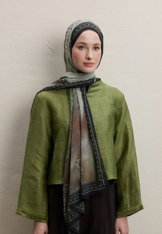 AMELIA DESEN İPEK KREP ŞAL HAKİ