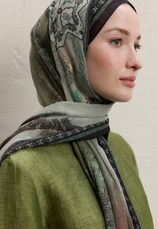 AMELIA DESEN İPEK KREP ŞAL HAKİ