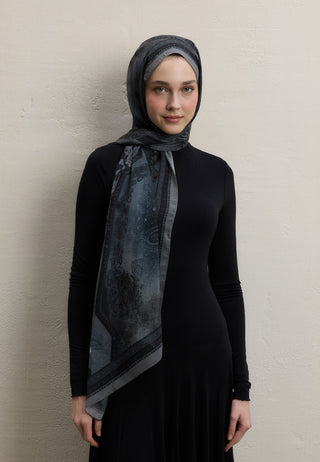 Amelia Printed Silk Crepe Hijab Dusty Brown