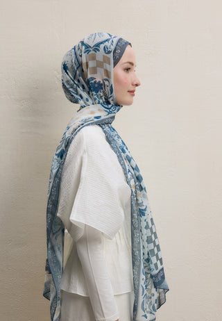 BELLA DESEN İPEK KREP ŞAL İNDİGO