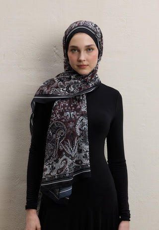 DARK BOHEMY DESEN İPEK KREP ŞAL BORDO