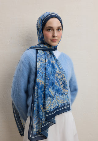 Dark Bohemy Printed Silk Crepe Hijab Indigo