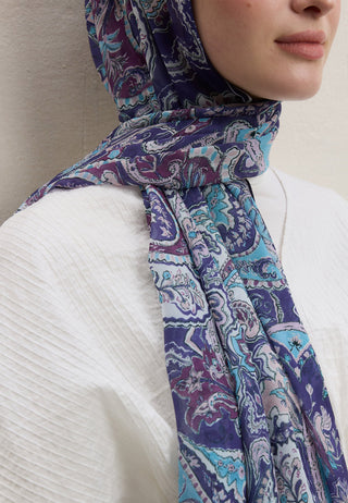 DARK BOHEMY DESEN İPEK KREP ŞAL LAVANTA