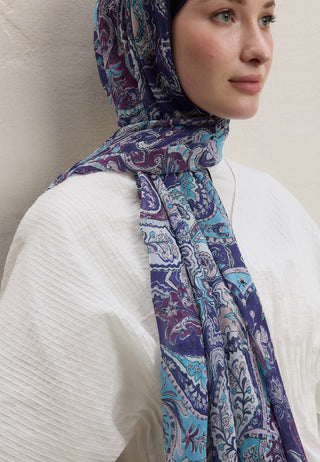 DARK BOHEMY DESEN İPEK KREP ŞAL LAVANTA