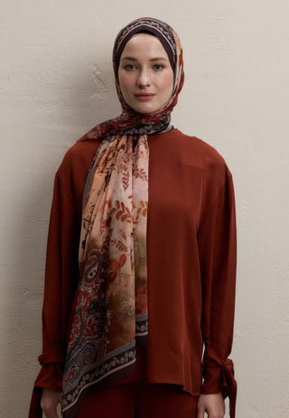 ELLEN DESEN İPEK KREP ŞAL KİREMİT