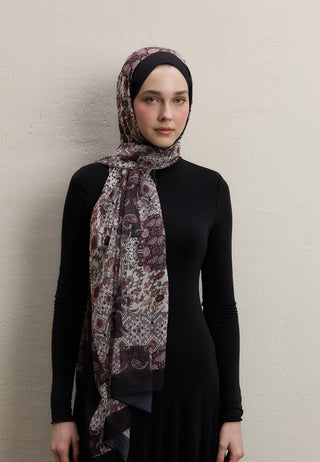 ETHNIC FIGURE DESEN İPEK KREP ŞAL GÜLKURUSU