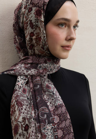 ETHNIC FIGURE DESEN İPEK KREP ŞAL GÜLKURUSU