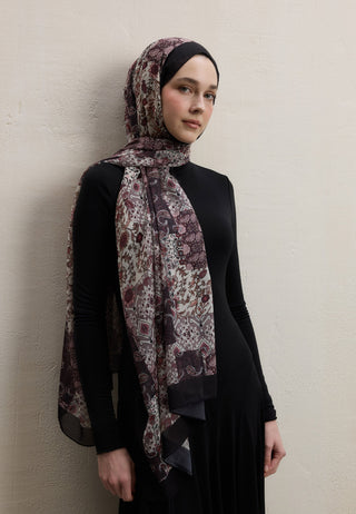 ETHNIC FIGURE DESEN İPEK KREP ŞAL GÜLKURUSU