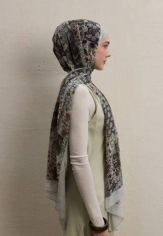 ETHNIC FIGURE DESEN İPEK KREP ŞAL HAKİ