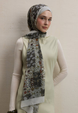 ETHNIC FIGURE DESEN İPEK KREP ŞAL HAKİ