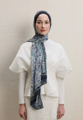 Laura Printed Silk Crepe Hijab Mint