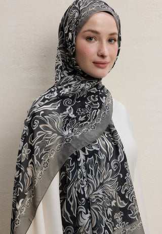 LAURA DESEN İPEK KREP ŞAL SİYAH