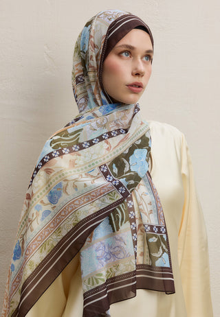 LILIES DESEN İPEK KREP ŞAL HAKİ