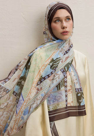 LILIES DESEN İPEK KREP ŞAL HAKİ