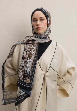 LILIES DESEN İPEK KREP ŞAL SİYAH