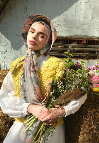 MARGOT DESEN İPEK KREP ŞAL MİNT