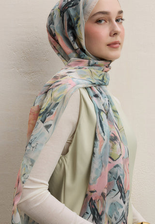 Margot Printed Silk Crepe Hijab Mint