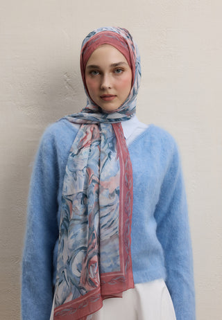 Margot Printed Silk Crepe Hijab Salmon