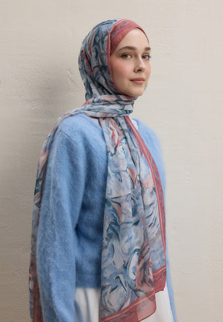 Margot Printed Silk Crepe Hijab Salmon