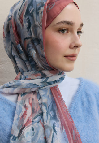 Margot Printed Silk Crepe Hijab Salmon