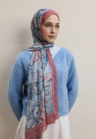 Margot Printed Silk Crepe Hijab Salmon