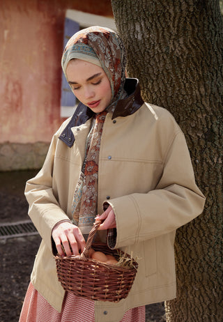 Adella Printed Silk Crepe Hijab Earth