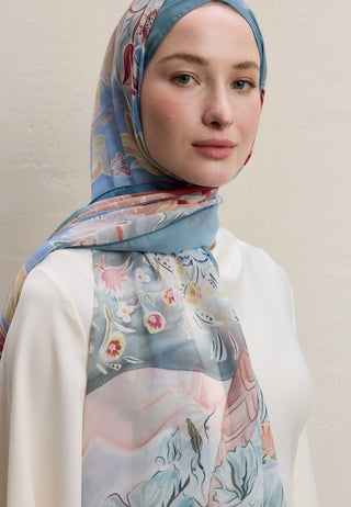 FLOWER DREAMS DESEN İPEK KREP ŞAL OKYANUS