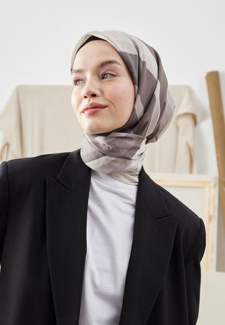 COLOR MIX DESEN PAMUK İPEK EŞARP GRİ