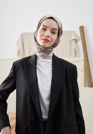 COLOR MIX DESEN PAMUK İPEK EŞARP GRİ