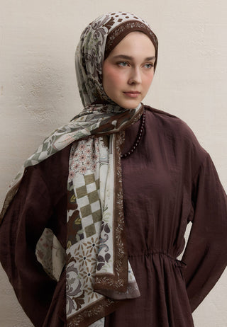 BELLA DESEN İPEK KREP ŞAL ÇİKOLATA KAHVE