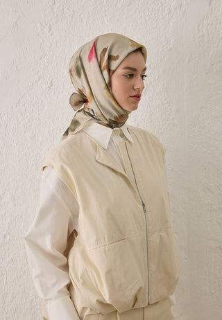 ISLA DESEN PAMUK İPEK EŞARP VİZON