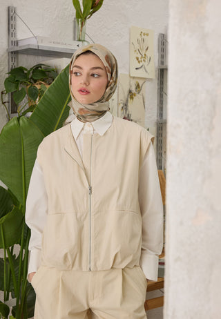 ISLA DESEN PAMUK İPEK EŞARP VİZON