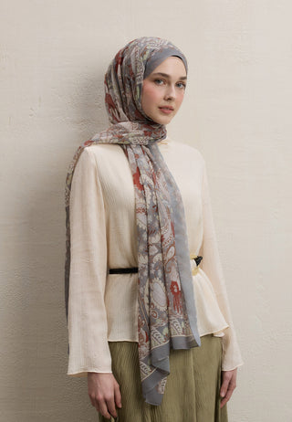 Verona Printed Silk Crepe Hijab Taupe