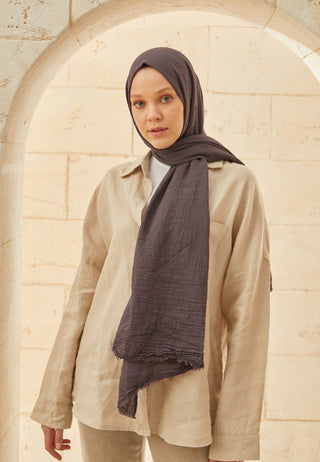 ORGANİK PAMUK ŞAL KOYU GRİ