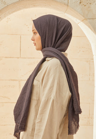 ORGANİK PAMUK ŞAL KOYU GRİ