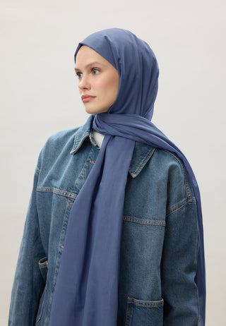 Thin Cotton Voile Hijab Denim Blue