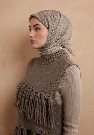 REINA DESEN PAMUK İPEK EŞARP BEJ