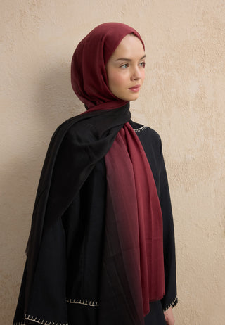 Modal Degrade Hijab Black Burgundy