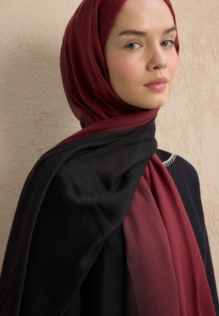 Modal Degrade Hijab Black Burgundy