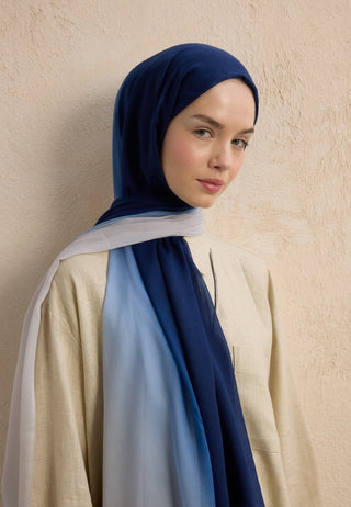 Modal Degrade Hijab Navy Silver