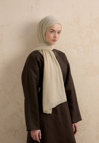 MODAL KRİNKIL ŞAL NATUREL BEJ