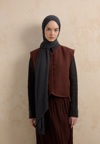 Modal Crinkle Hijab Smoke Gray